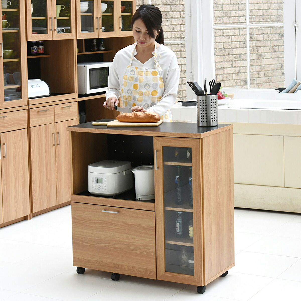 楽天市場】ケイッティオ キッチンカウンター 食器収納付き W900 D415