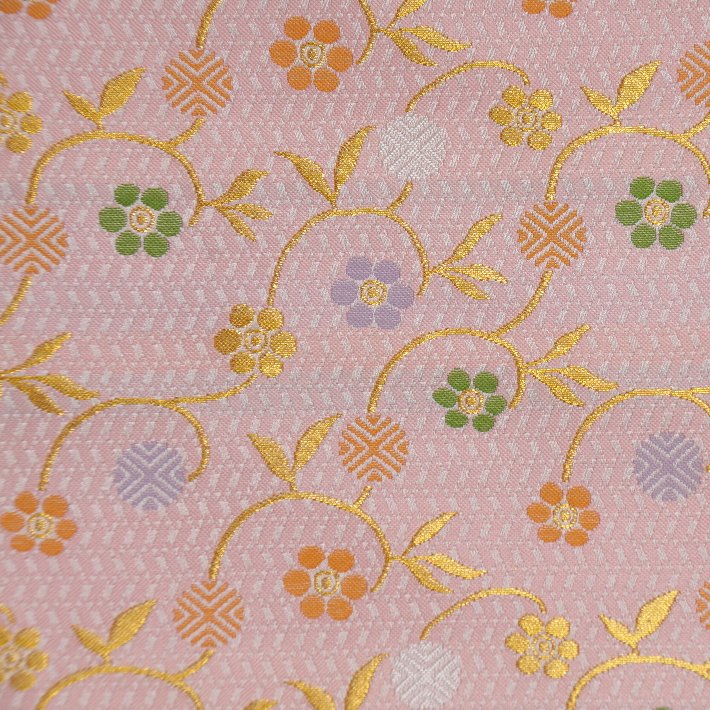 楽天市場】金襴 生地 西陣織 花柄 薄いピンク 不織布貼り無し K-1 和柄