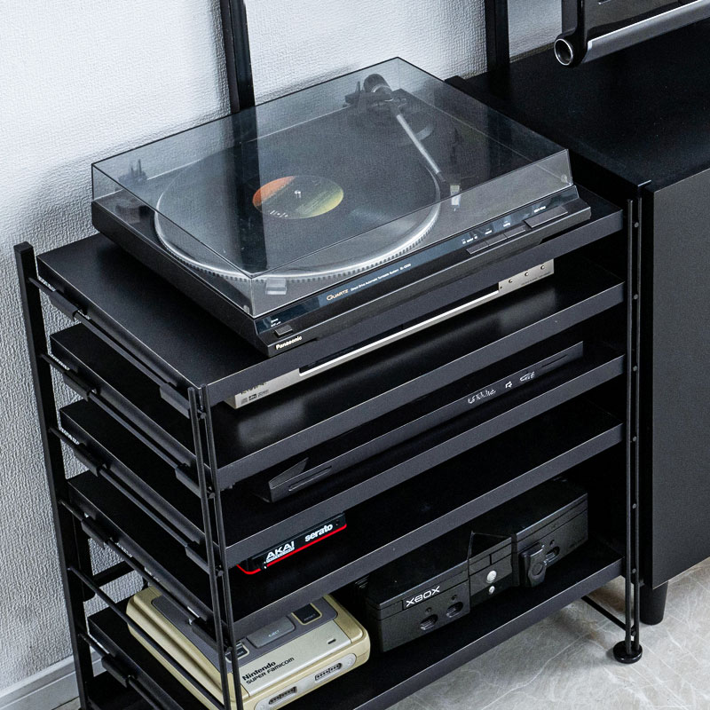 楽天市場】【KENBAN】ソリッドブラックの多段収納オーディオラック 5段