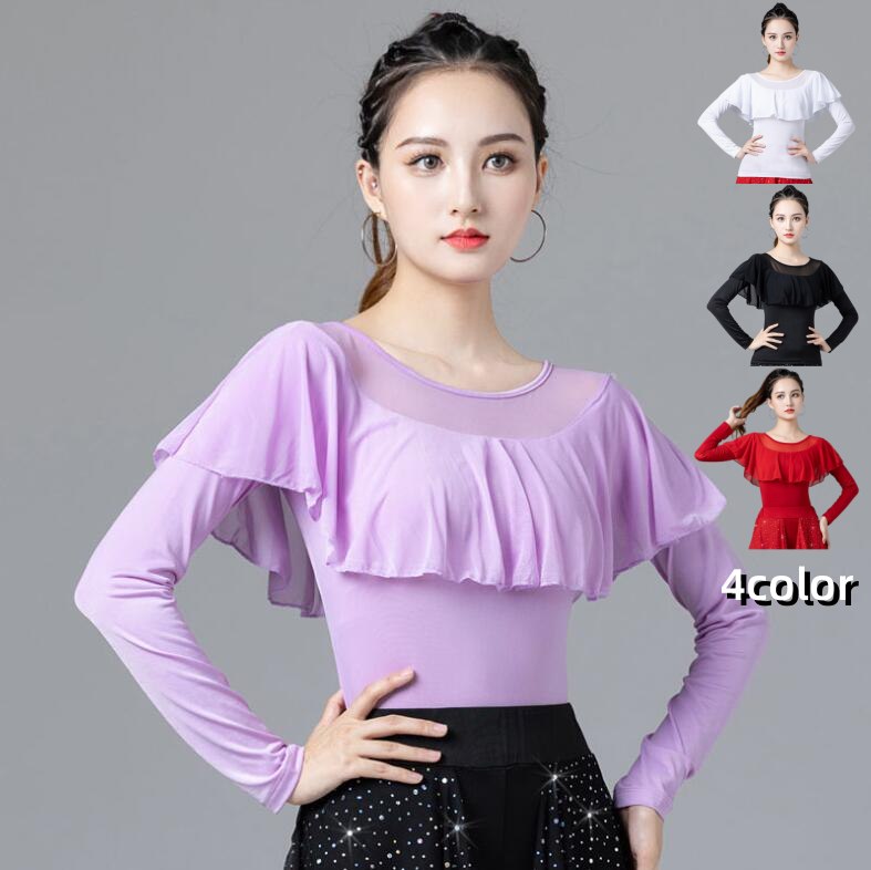 楽天市場】全4色 社交ダンス トップス レオタード タイトスタイル 無地