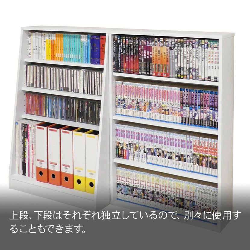 楽天市場】ホームシェルフ 本棚 書棚 薄型(上段)&深型(下段) 可動棚