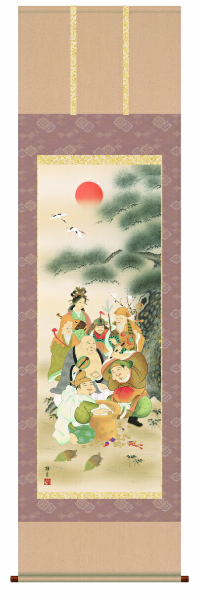 楽天市場】【 ポイント50％ 】【 送料無料 】掛け軸 七福神 尺五サイズ