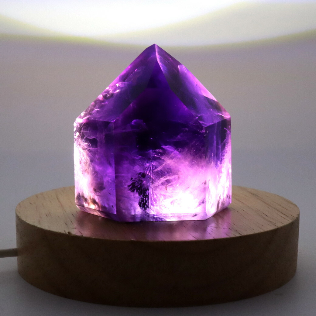 楽天市場】アメジスト 六角柱 ポイント LEDライト付き 1点もの