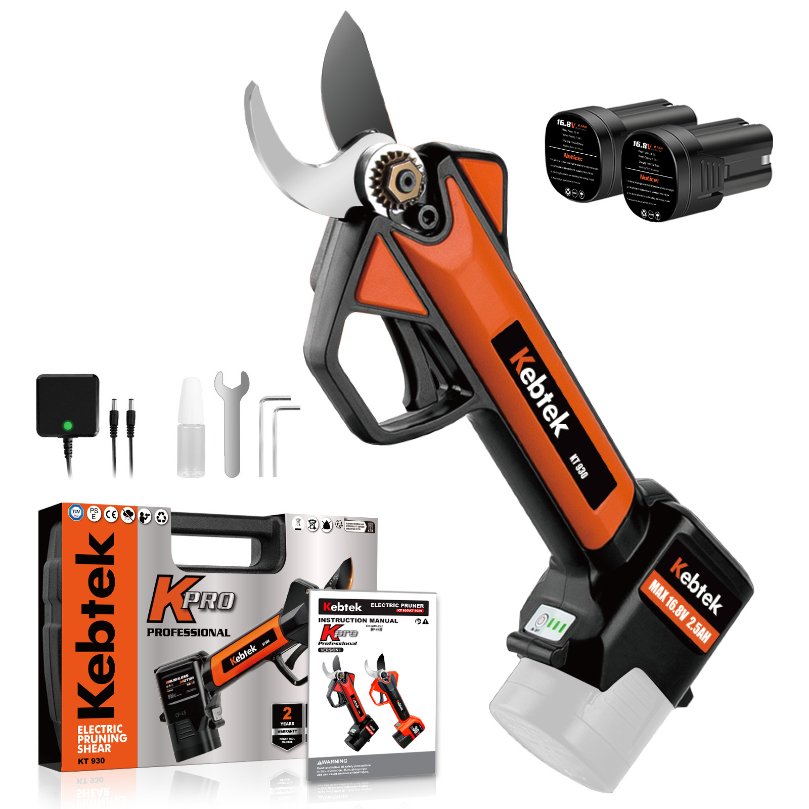 楽天市場】【軽量880g・日本製フッ素刃】Kebtek 電動剪定バサミ 16.8V