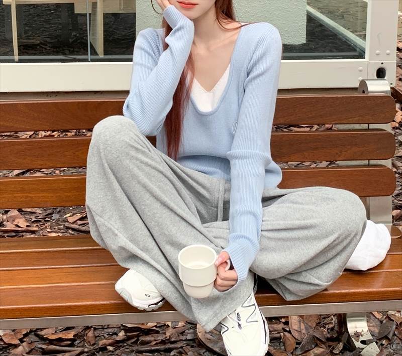 楽天市場】セットアップ 重ね着風 ニットセーター パンツ 2点セット