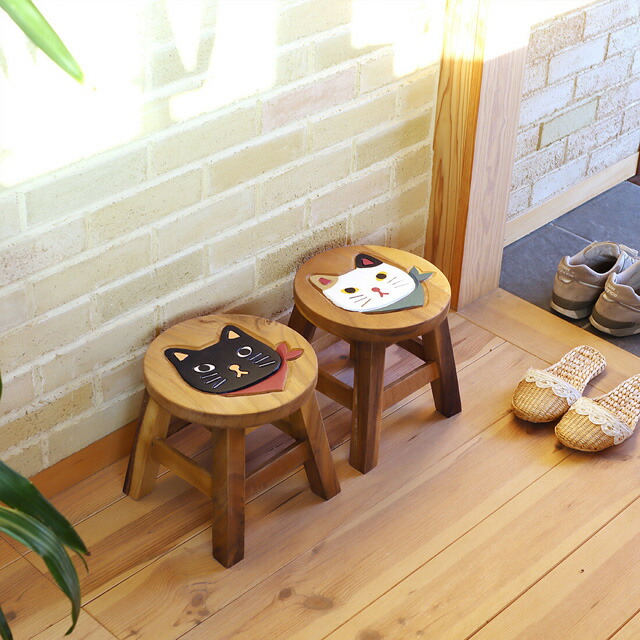 楽天市場】【200円クーポン 11日2時まで】 ウッドスツール ネコ顔