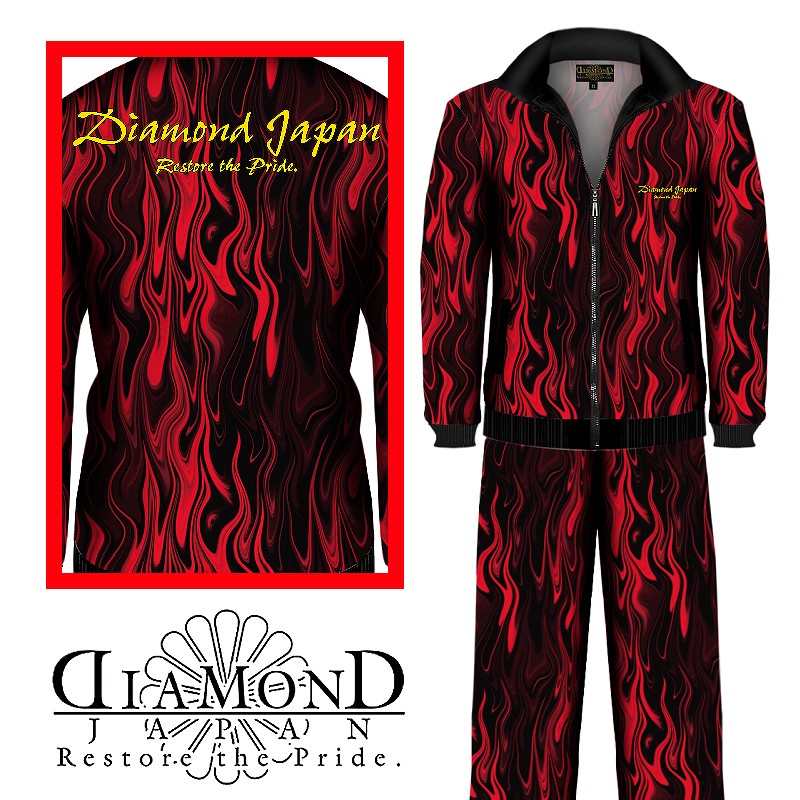楽天市場】赤まだら 炎 総柄 黒 赤 長袖 セットアップ ジャージ 服