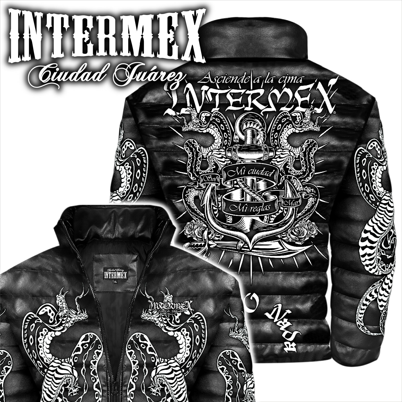 楽天市場】レザー調 中綿ジャケット 上着 服 碇 コブラ柄 INTERMEX ITM