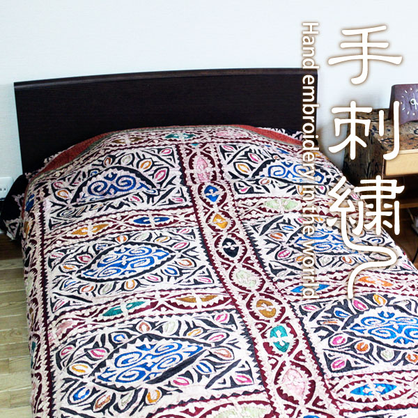 楽天市場】マルチクロス マルチカバー 手刺繍【インドのアップリケ