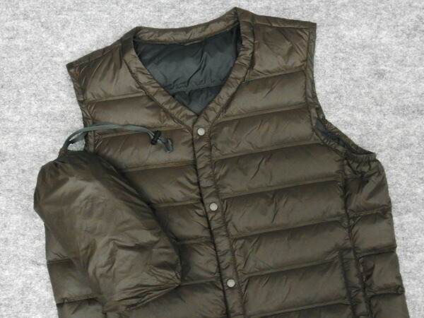 楽天市場】インナーダウンベスト 緑系カーキ ダウン90％/フェザー10