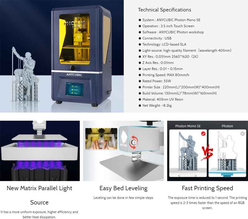 楽天市場】Anycubic Photon Mono SE光造形式LCD 3Dプリンター【正規