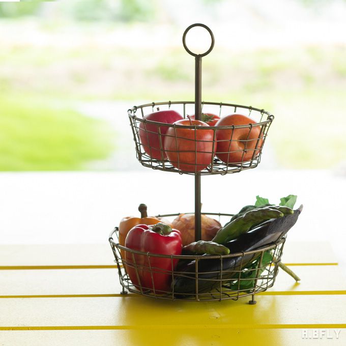 楽天市場】ワイヤーバスケット 2段バスケット スチールワイヤー