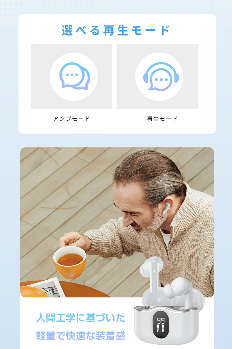 楽天市場】ワイヤレスイヤホン型集音器 5段階音量 高齢者 Bluetooth