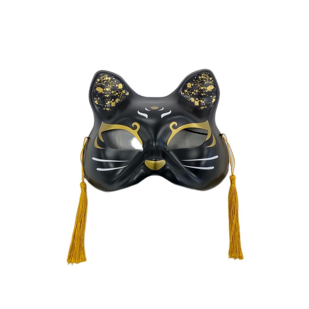 楽天市場】お面 【猫面】 黒月（二十三） 【夏祭り・ごっこ遊び・誕生