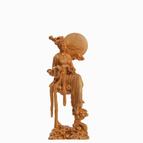 楽天市場】月の神 嫦娥 中秋 置物 木彫り 天女像を精巧に彫刻した中国