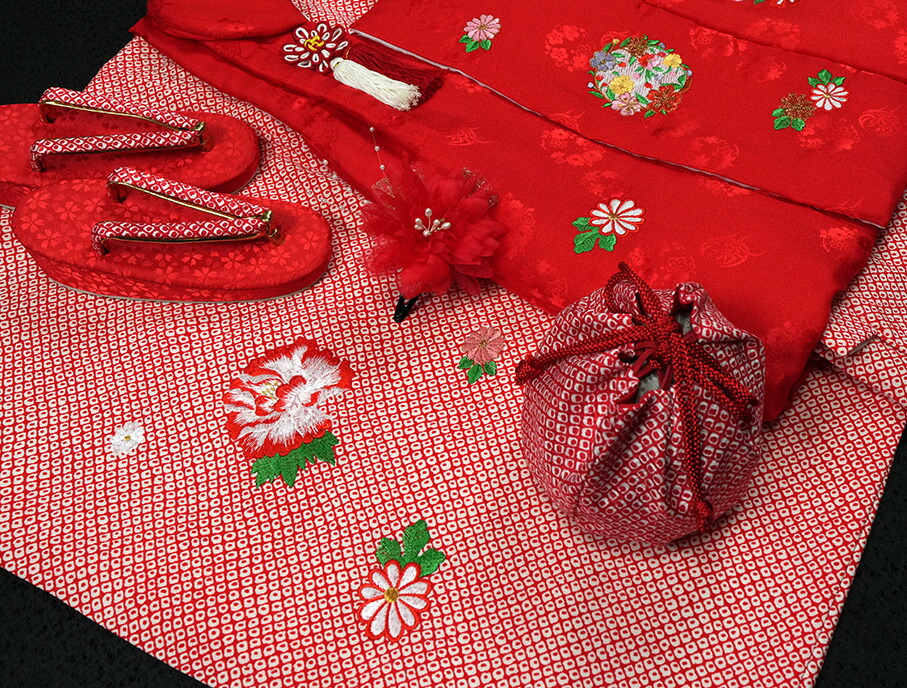 楽天市場】七五三 着物 3歳 女の子 正絹 刺繍入 被布セット 新品