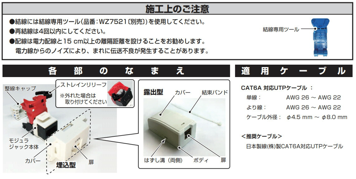 楽天市場】パナソニック LAN用配線器具 情報モジュラジャック 埋込