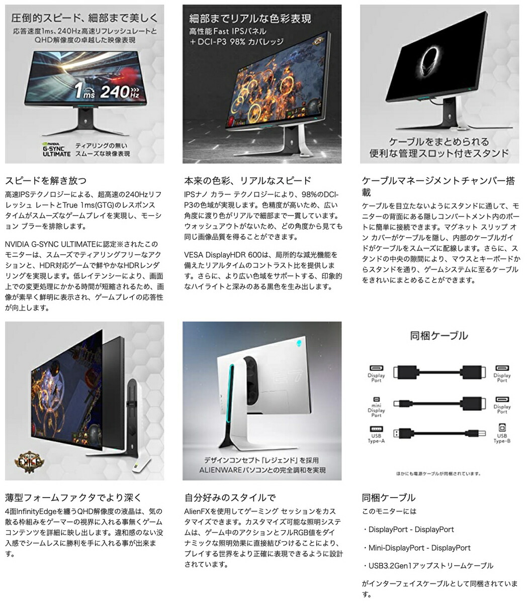 楽天市場】Dell AW2721D ALIENWARE 27インチ ゲーミングモニター QHD