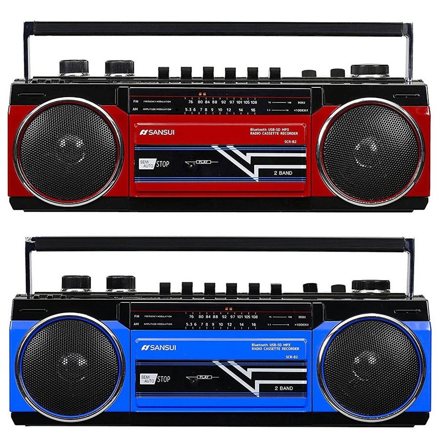 楽天市場】SANSUI レッド SCR-B2 RD カセットテープレコーダー レトロ