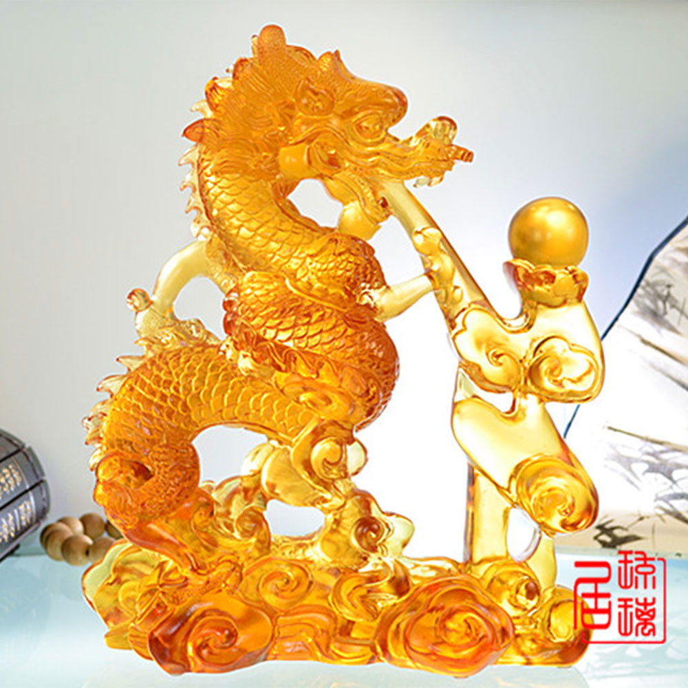 楽天市場】龍神 風水 2カラー 琉璃 瑠璃 宝玉 古法琉璃 置物 ガラス 玉