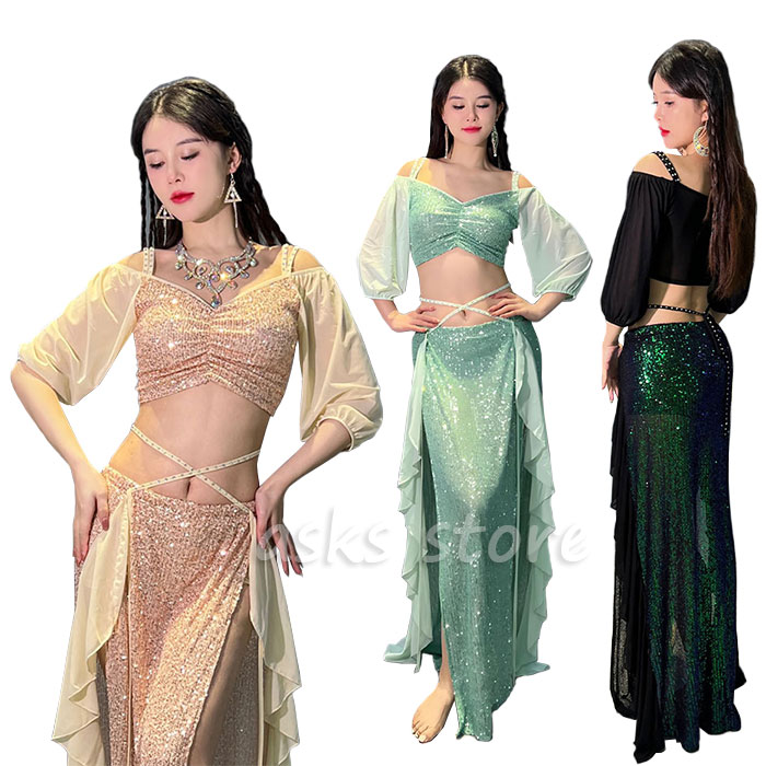 楽天市場】ベリーダンス衣装 スパンコール 上下セットアップ トップス