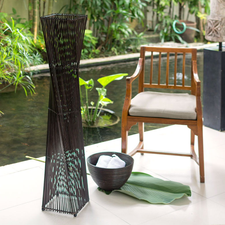 楽天市場】フロアライト ツイストタイプ Lサイズ バンブー製 LED 対応