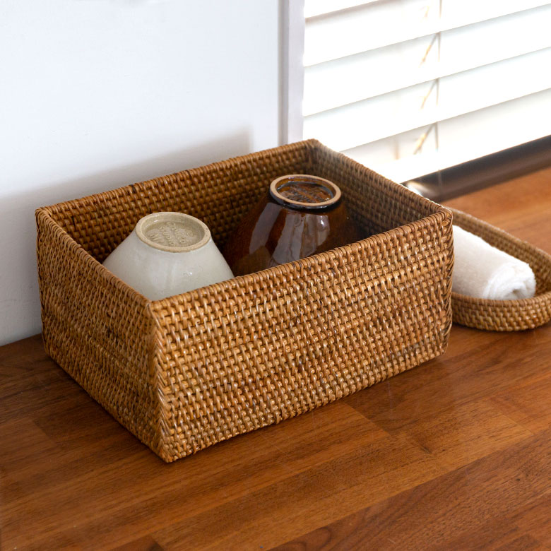 宝箱 ラタン 収納箱 アンティーク 昭和レトロ ボックス 茶色 籐 宝箱