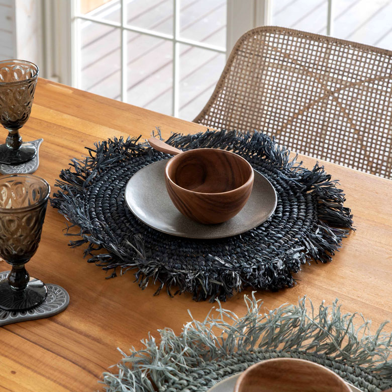 楽天市場】ランチョンマット 天然素材 ラフィア フリンジ付き 32cm