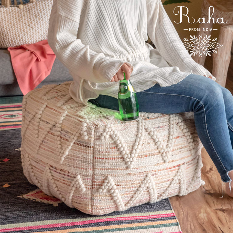 楽天市場】プフ クッション オットマン スツール ナチュラル