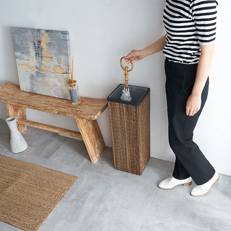 楽天市場】傘立て パームリディ 天然素材 角型 ブラウン 茶 約 W19.5