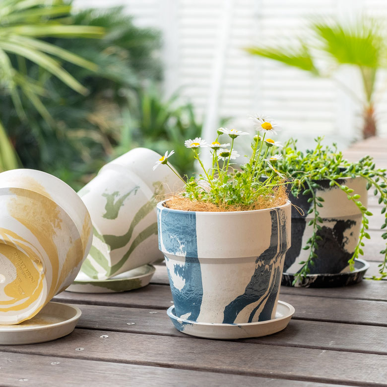 楽天市場】植木鉢 プランツポット 4号鉢 プラスチック マーブル模様