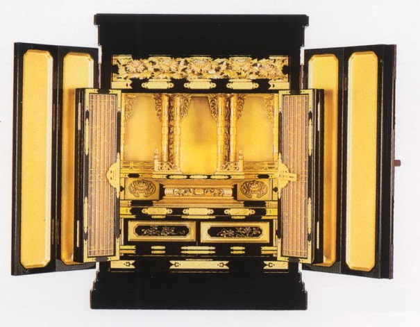 楽天市場】仏壇 金仏壇 上置 関東型 高さ25号西 彫刻金粉仕上 浄土真宗