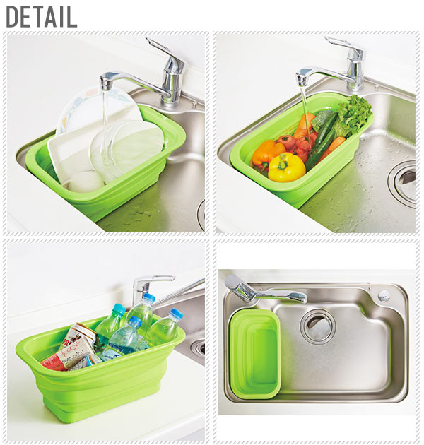 楽天市場】洗い桶 たためるシリコン洗い桶 スリム シンク 食器 野菜