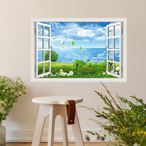 楽天市場】ウォールステッカー窓風景春3D窓枠風景壁紙ステッカー壁紙