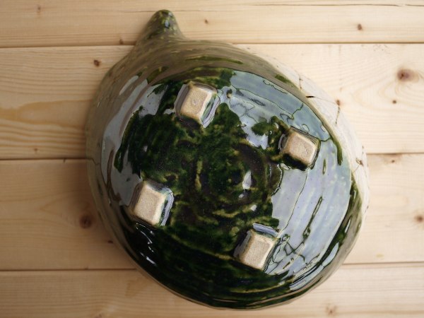 楽天市場】美濃焼 手描き織部間取花片口大鉢【24.5x21cm】【Bowl,made