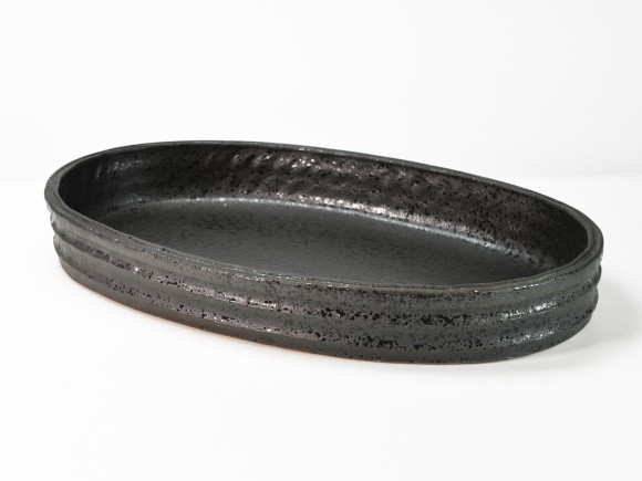 楽天市場】【信楽焼】小判型水盤 黒18号 幅53cm×奥行き32cm×高さ6.5cm