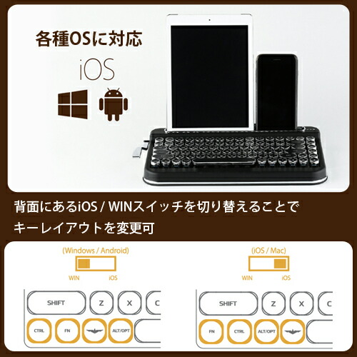 楽天市場】 タイプライター風 ワイヤレス キーボード PENNA Bluetooth
