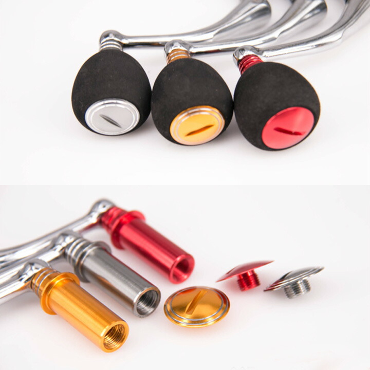 楽天市場】リールハンドル レッド ステンレス製 六角軸 アブ ダイワ M