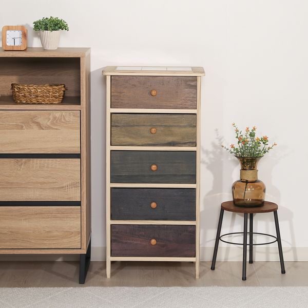 楽天市場】桐製 マルチカラフル5段ボックス シンクエ 2 （入数：1点