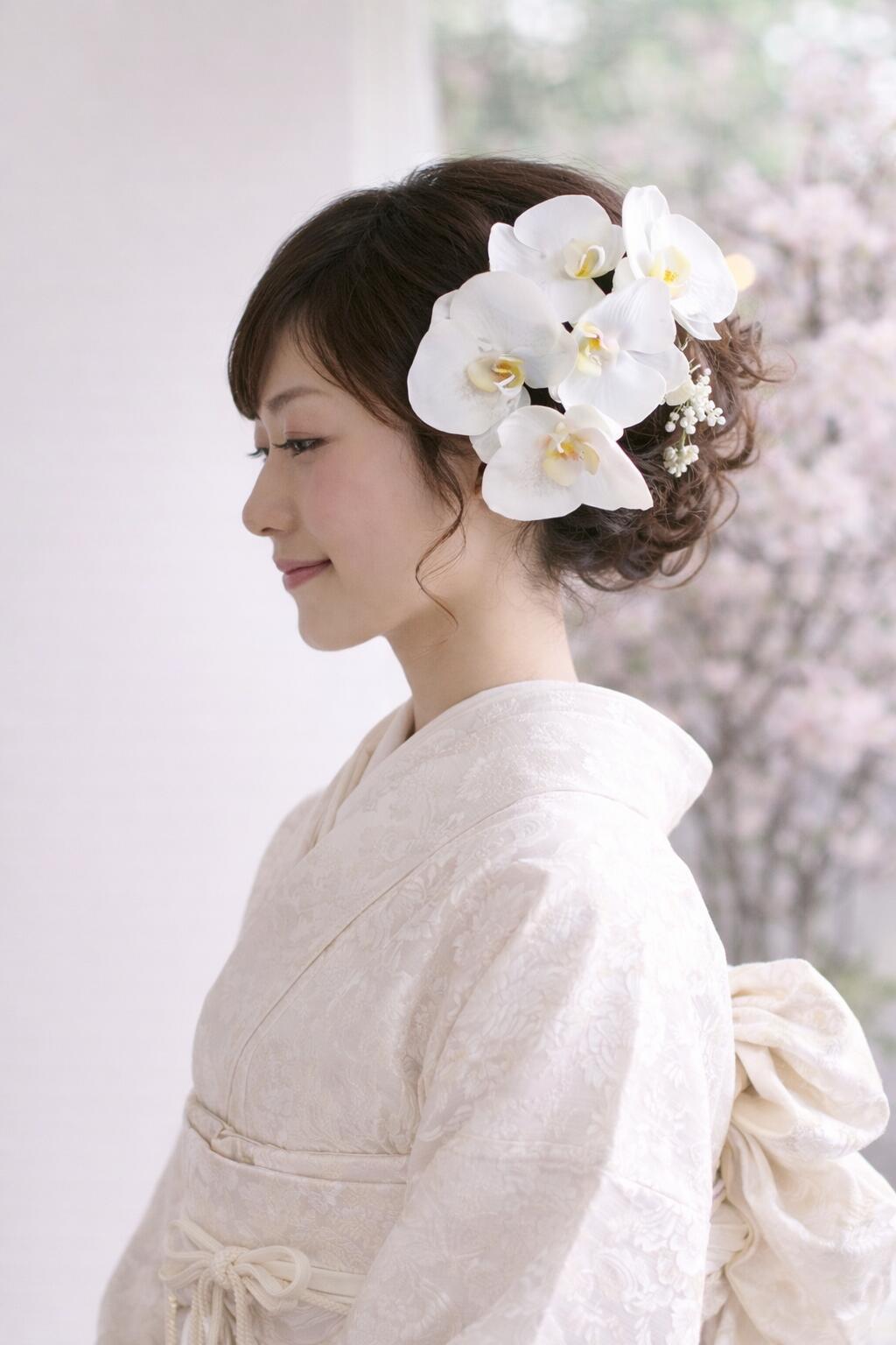 楽天市場】白無垢 胡蝶蘭 髪飾り【白】【単品】【セット】結婚式 ミニ