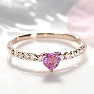 楽天市場】k18PG ハートシェイプ リング ピンクサファイア