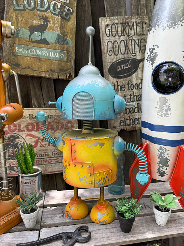 楽天市場】ジャンクヤード ブリキロボット ガーデンオブジェ （3号機