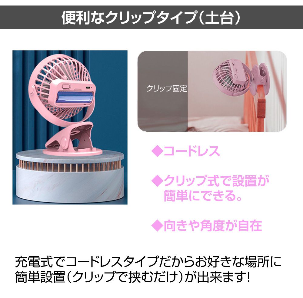 楽天市場】USB充電式 クリップ型ミニ扇風機 ピンク CZ-CMFP | ハンディ