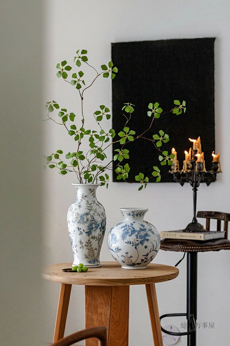 楽天市場】花瓶 シノワズリ風 フラワーベース 丸型 長型 セラミック