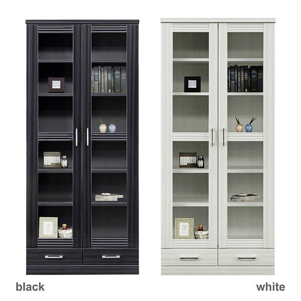 楽天市場】書棚 ガラス扉 幅80cm 高さ180cm 本棚 扉付 大容量収納 書斎
