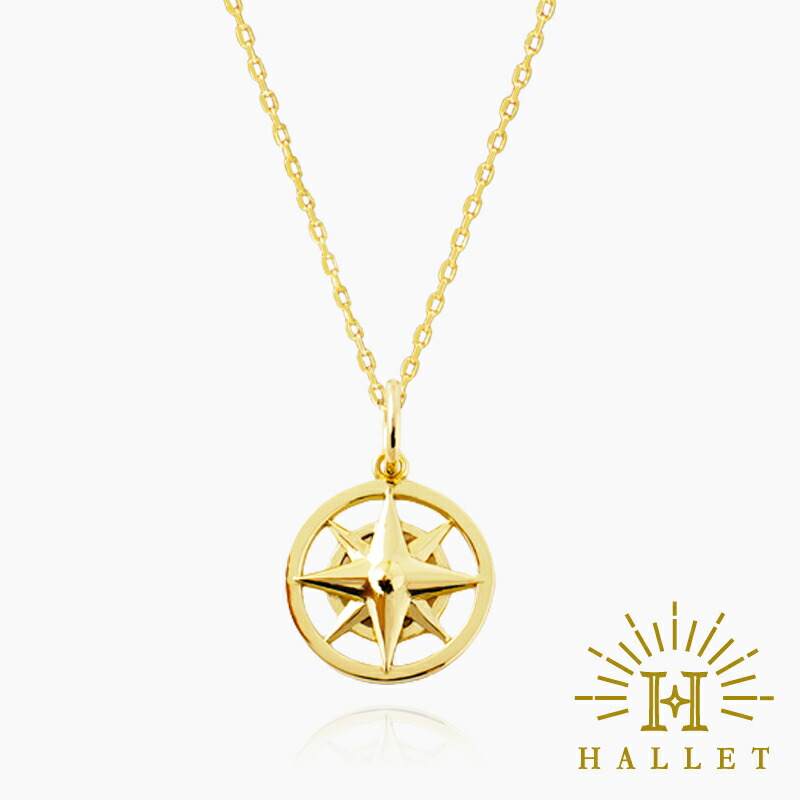 楽天市場】k18 ゴールド ネックレス コンパス チャーム 羅針盤 18金