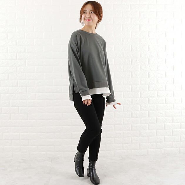 楽天市場】オーバーサイズ フェイクレイヤード プルオーバー