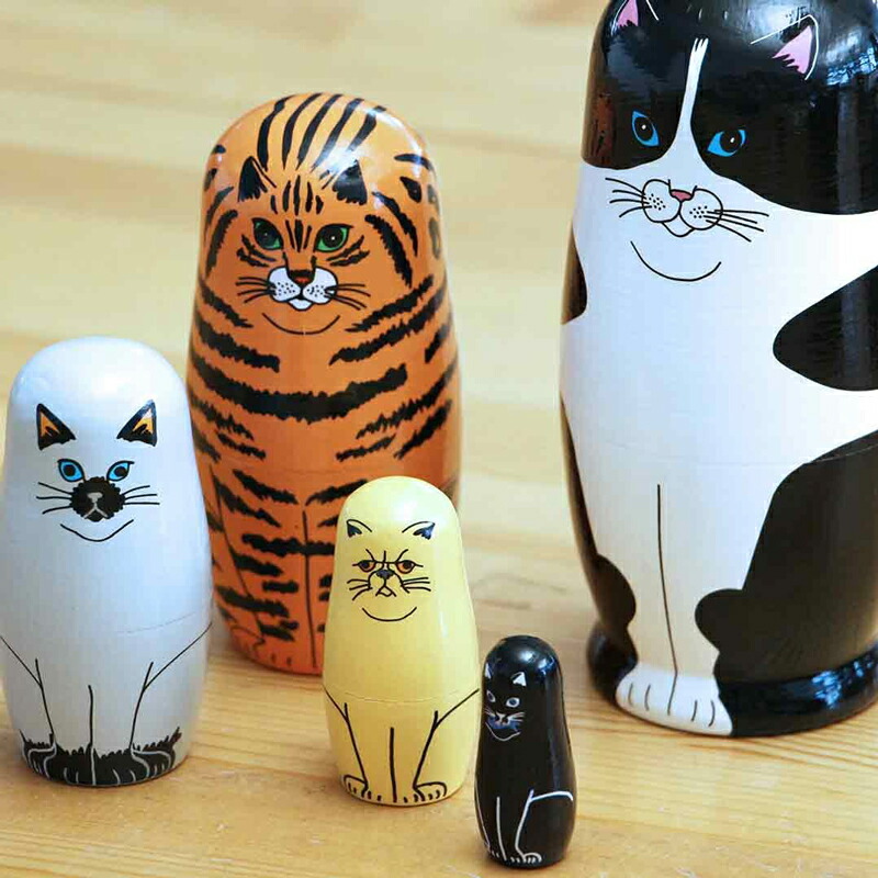 楽天市場】マトリョーシカ ネコ Feline 5 かわいい 木製 cat 猫