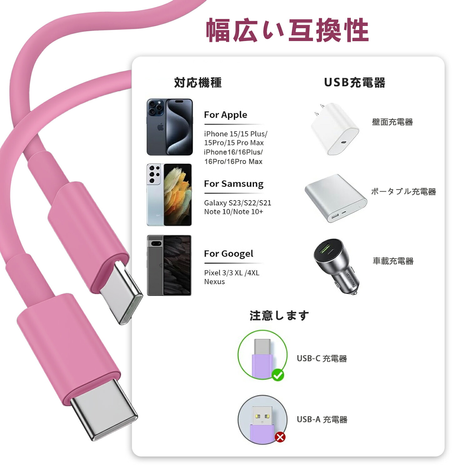 楽天市場】iPhone16充電ケーブル 1m 3本 100WPD【 Apple MFi認証/PD