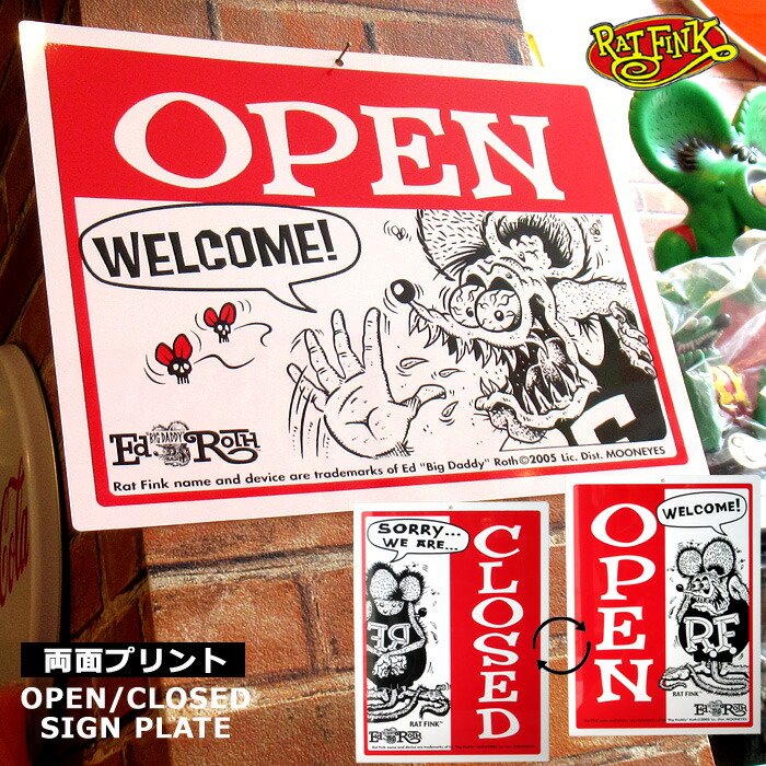 楽天市場】RAT FINK サインプレート オープン クローズ 看板 両面
